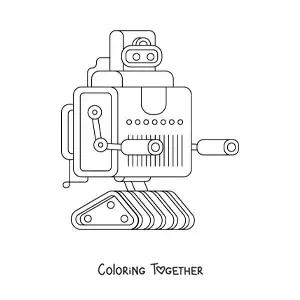 Coloring page of a robot with weapons