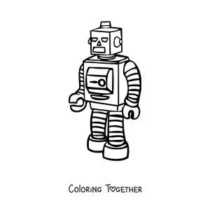 Coloring page of a robot from the 80s
