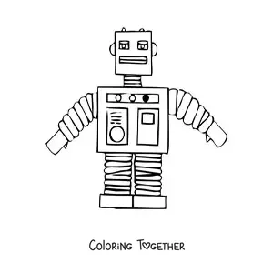 Coloring page of a retro robot