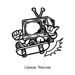 Coloring page of a cartoon television set