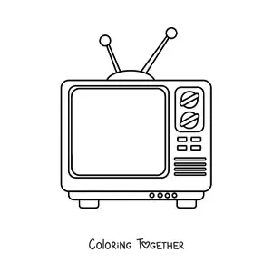 Coloring page of an old television set