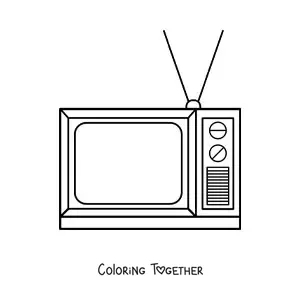 Coloring page of a worn out television set