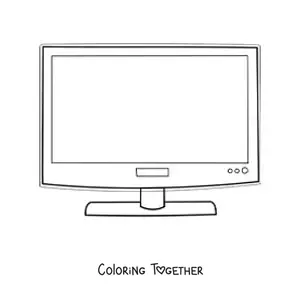Coloring page of a modern flat screen television