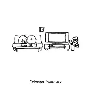 Coloring page of a modern television in the living room