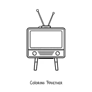 Coloring page of a television set from the old days