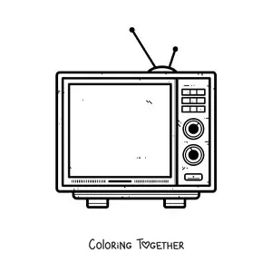 Coloring page of a television set with an antenna