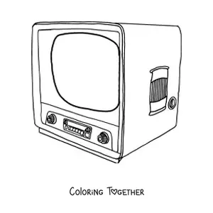 Coloring page of a vintage television set