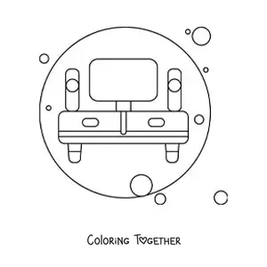 Coloring page of a cabinet with a television set
