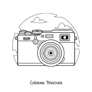 Coloring page of a photo camera