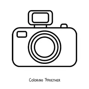 Coloring page of a camera with flash