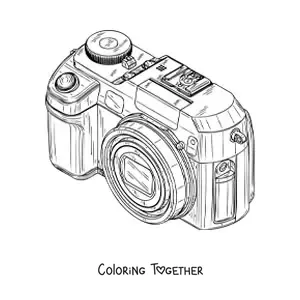Coloring page of a realistic digital camera