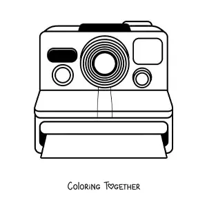 Coloring page of an old Polaroid camera
