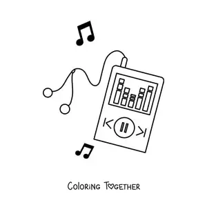 Coloring page of a music player