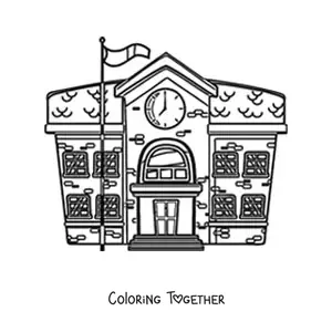 Coloring page of a big school