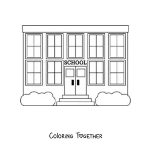 Coloring page of a school