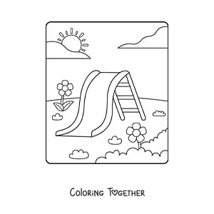 Coloring page of a slide in a children's playground