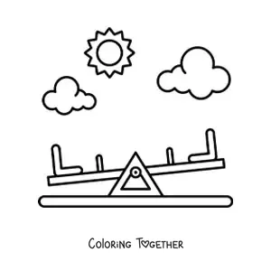 Coloring page of a seesaw at the playground