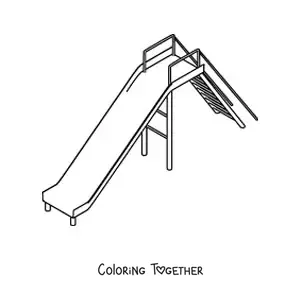Coloring page of a slide seen from above