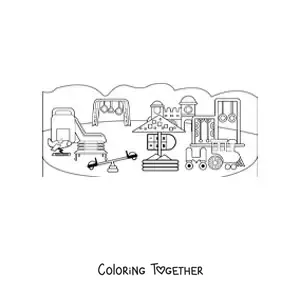 Coloring page of a playground