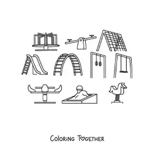 Coloring page of a park for children
