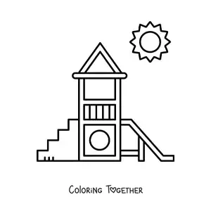 Coloring page of a simple playground