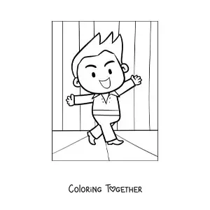 Coloring page of a kawaii singer on stage