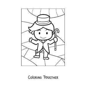 Coloring page of a magician