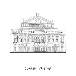 Coloring page of the Colon Theater building in Buenos Aires