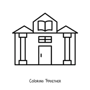 Coloring page of a simple library