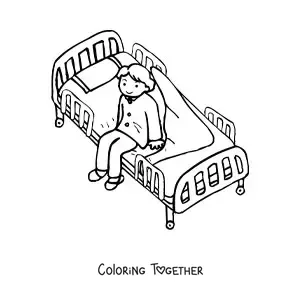 Coloring page of a hospital patient