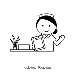 Coloring page of a hospital nurse