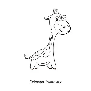 Coloring page of a smiling cartoon giraffe