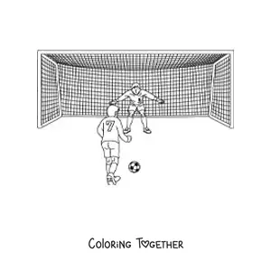 Coloring page of a soccer match