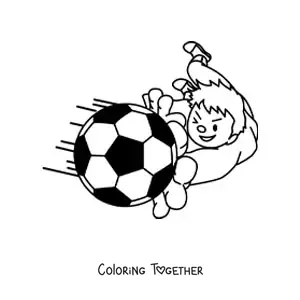 Coloring page of a goalkeeper catching the ball with his hands