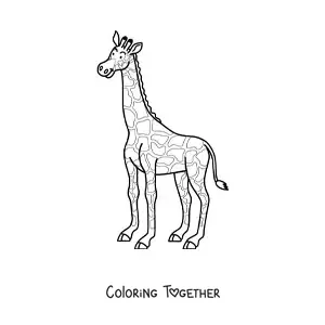 Coloring page of a giraffe looking to the left
