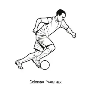 Coloring page of a professional soccer player