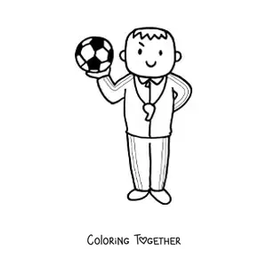 Coloring page of a soccer coach