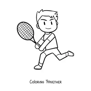 Coloring page of a tennis player