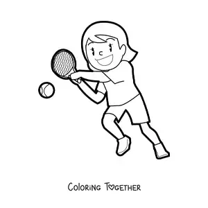 Coloring page of a female tennis player
