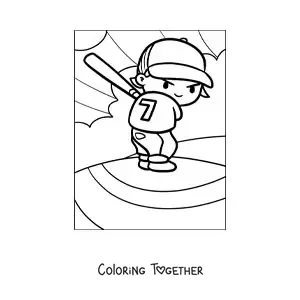 Coloring page of a baseball batter