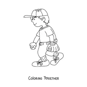 Coloring page of a cartoon of a baseball player
