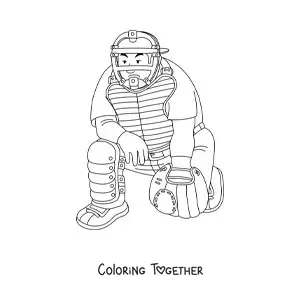 Coloring page of a catcher