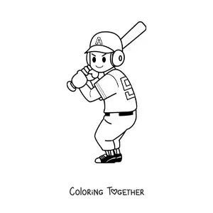 Coloring page of a baseball player