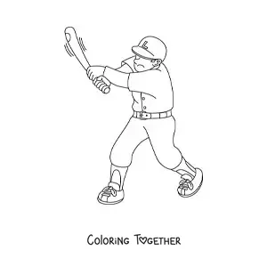 Coloring page of a player batting