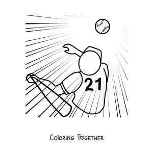 Coloring page of a player hitting the ball