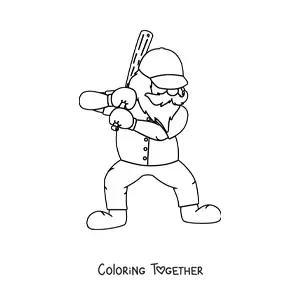 Coloring page of a baseball player Santa