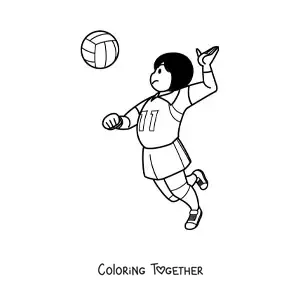 Coloring page of a volleyball spike