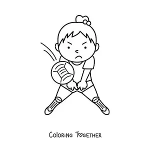 Coloring page of a girl doing a forearm pass