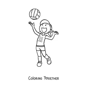 Coloring page of a volleyball serve