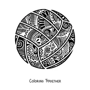 Coloring page of a volleyball with a mandala